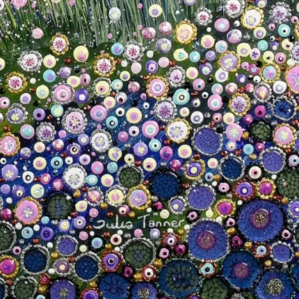 a detailed shot of the painting titled cherry blossom. by Isle of Wight artist Julia Tanner
