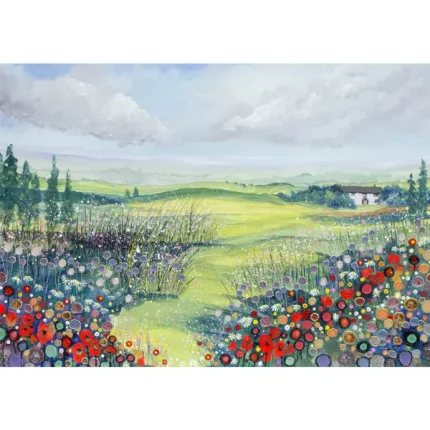 country cottage greetings card by Julia Tanner Art