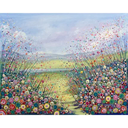 a wildflower meadow painting by Julia Tanner Art
