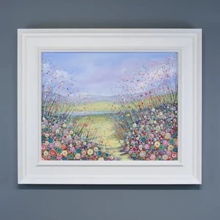wildflower meadow painting - framed painting on the wall by Julia Tanner Art