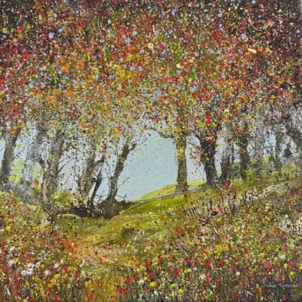 Autumn Colours Hand Embellished Canvas Print by Julia Tanner Art