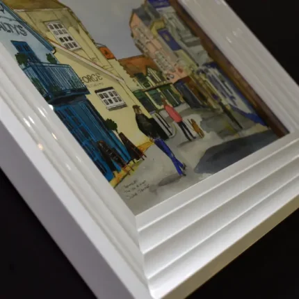 detail shot of Yarmouth isle of wight by Julia Tanner showing the frame an original painting