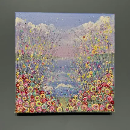 original seaside flower painting called come sail away on deep edged canvas by Julia tanner art
