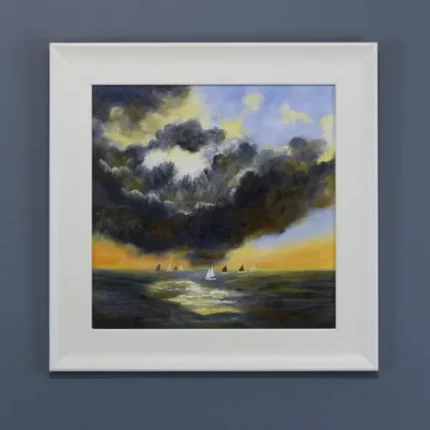dodging the storm a dramatic sea painting by Isle of Wight artist Julia Tanner