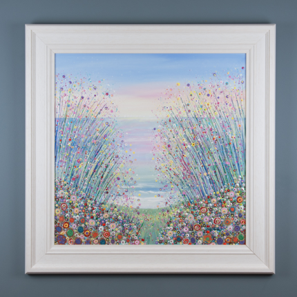 flower sea painting - an original seaside flower painting by Julia Tanner Art