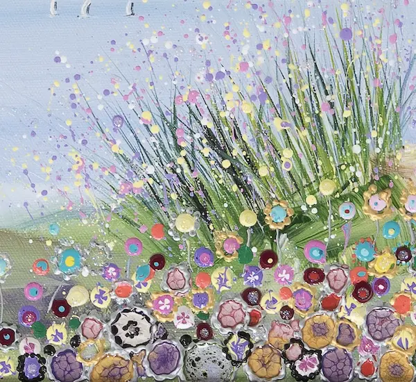 summer at the needles detail detail from summer at the needles by Isle of Wight artist Julia Tanner