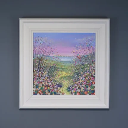 summer magic an original sea painting with flowers by Isle of Wight artist Julia Tanner