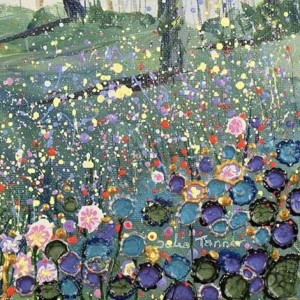 detail of spring woodland by Julia Tanner Art