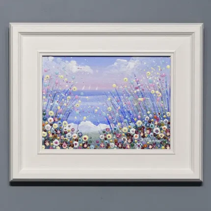 floral seascape painting - A framed painting by Isle of Wight artist Julia Tanner called Lazy Sunday Stroll
