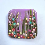 lovely in lilac square flower meadow brooch by Julia Tanner Art