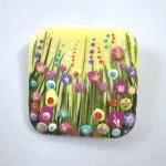 luscious in lemon square flower meadow brooch by Julia Tanner