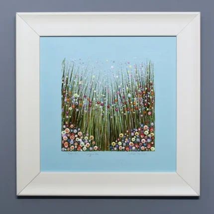terrific in turquoise by Julia Tanner Art turquoise original flower meadow painting