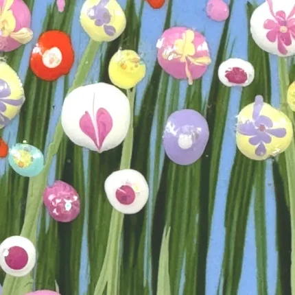 detail of the flowers on a blue brooch by Julia tanner art