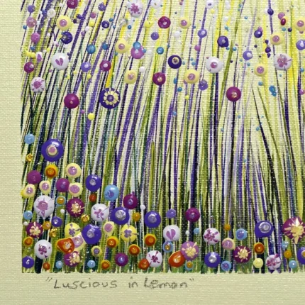 lemon original flower meadow painting by Julia Tanner Art