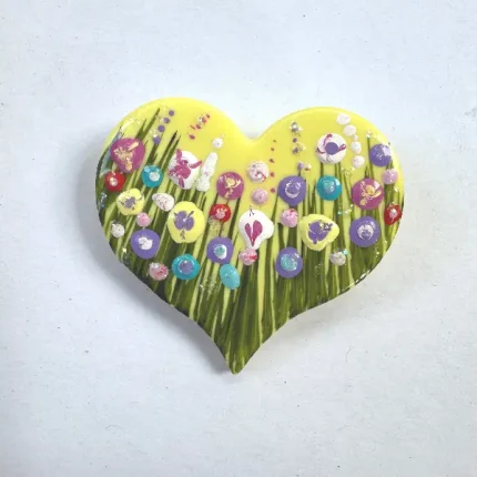 lemon heart flower meadow brooch by Isle of Wight artist Julia tanner