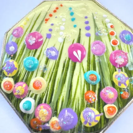 detail of lemon flower meadow pendant by Julia Tanner