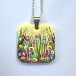lemon square flower meadow necklace by Julia Tanner Art