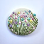 white round flower meadow brooch