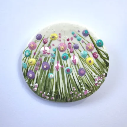 white round flower meadow brooch