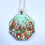 turquoise octagonal bezel flower meadow necklace