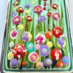 detail of rectangular pendant with a flower meadow